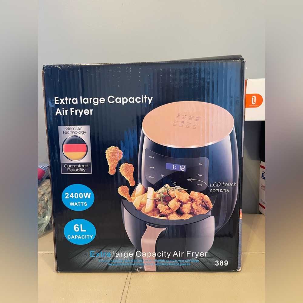 New Air Fryer Extra Large Capacity LCD Touch Control 2400 Watts 6L
